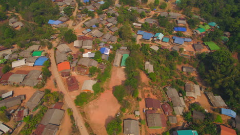 rural shanty village with dirty roads in remote jungle area