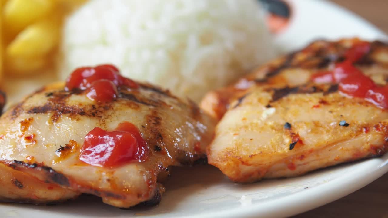 Grilled Chicken with Rice and Fries