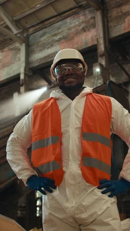 smiling worker in a factory
