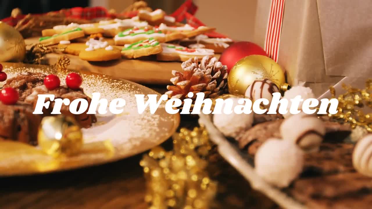 크리스마스 장식 위에 쓰여진 frohe weihnachten