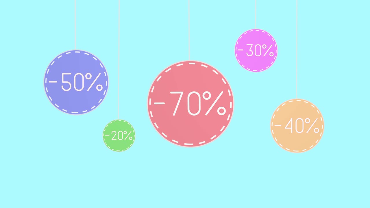 할인 태그를 매달린 가닥