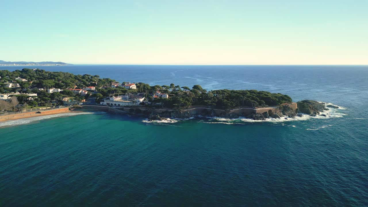 Aerial view of the cap d'antibes coastline, french riviera