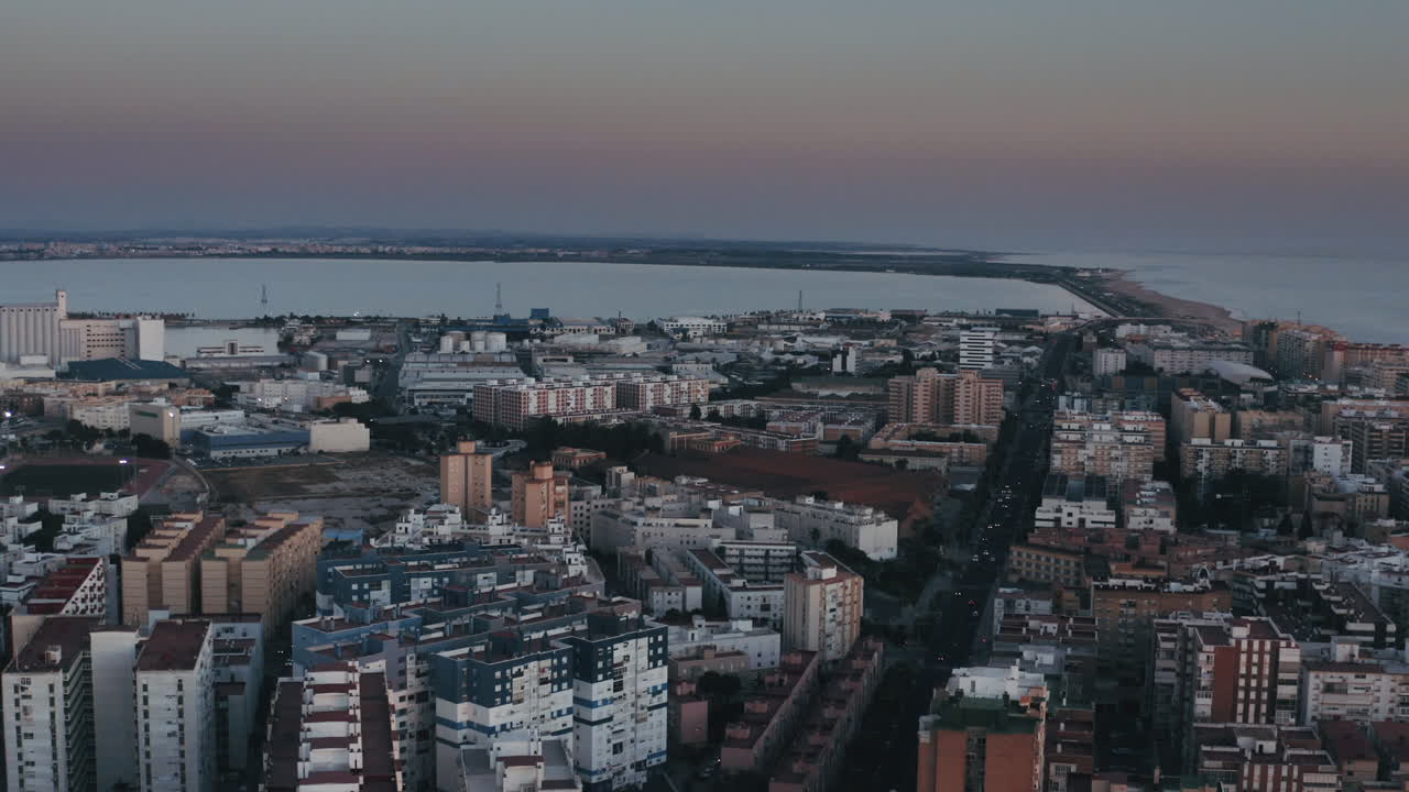 Aerea - Alba sulla Baia di Cadice, Andalusia, Spagna, panoramica a sinistra in campo lungo