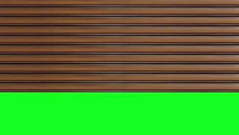 brown wooden gate shutter lifts up to show empty chromakey