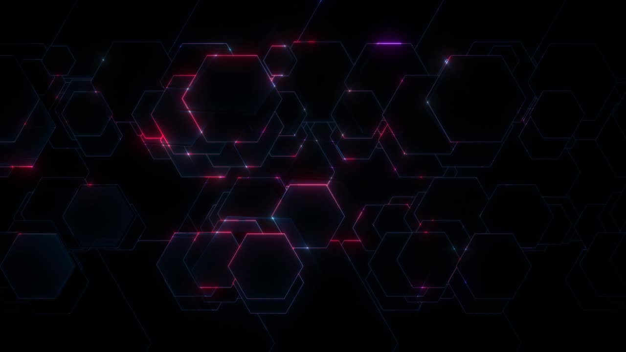 Beautiful High Tech Background Of Sideways Moving Red Hexagons Looping Background