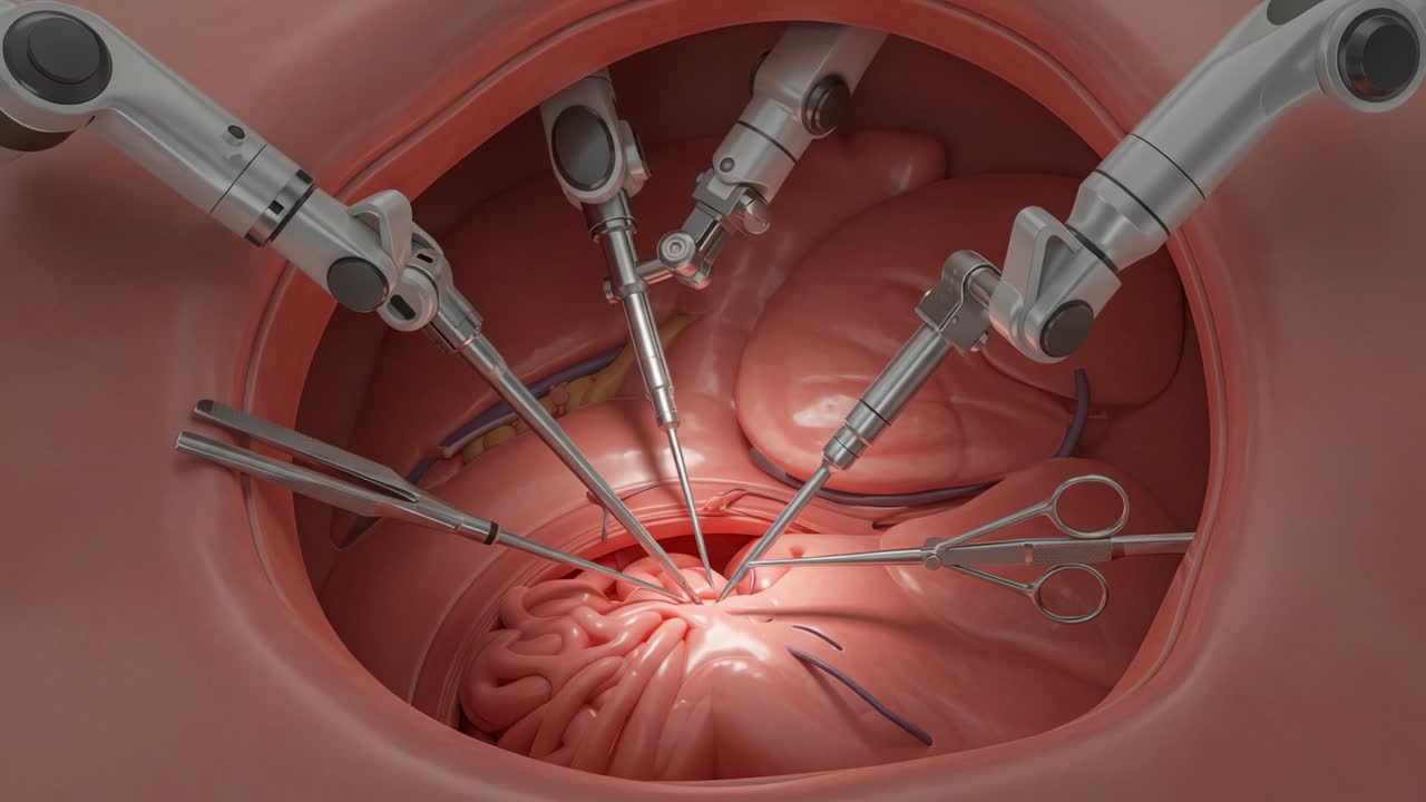 Advanced Robotic Surgery Techniques Inside the Human Body: Precision Instruments Engaging with Internal Organs for Innovative Medical Procedures