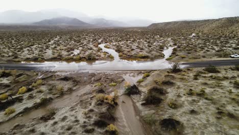 overflooded desert in america after heavy rain