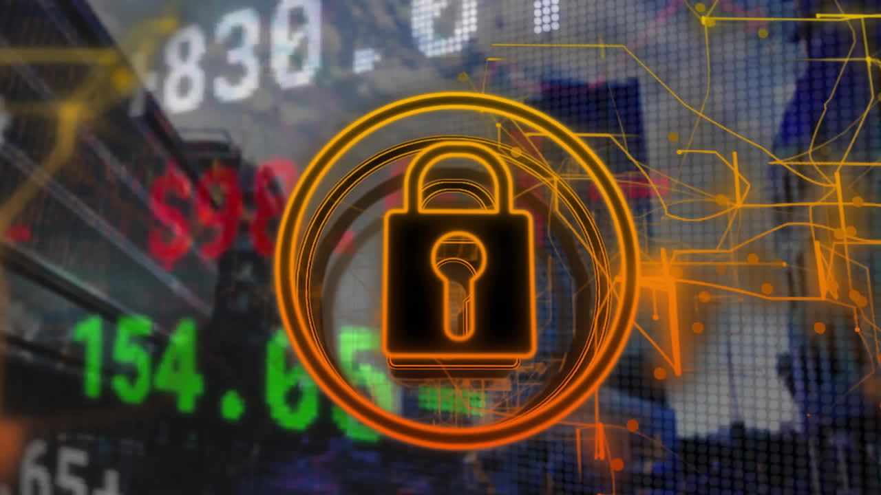 animación del mercado de valores con candado a través de la red de conexiones y el paisaje urbano