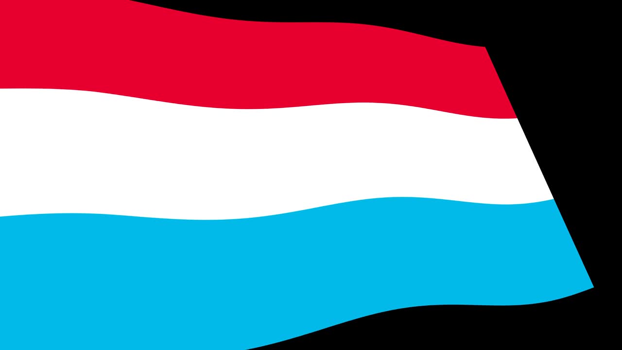 la bandera de luxemburgo ondeando lentamente en perspectiva, imágenes de animación en 4k