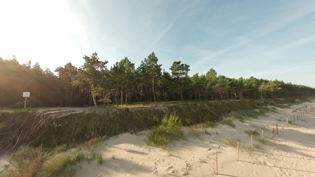 Stegna sandy seashore with dunes and Baltic waves
