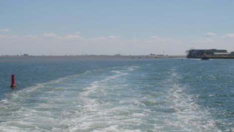 open sea on a boat with a horizon on a summer day in slowmotion