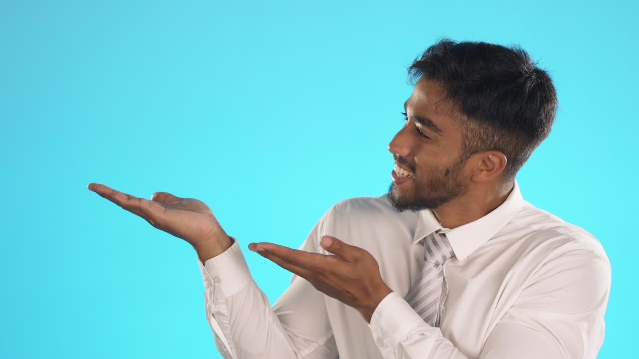 Face, business man and mockup in studio isolated