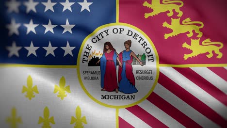 detroit michigan usa flag loop background 4k