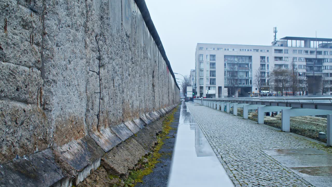 Remaining parts of the Berlin Wall at historical outdoor museum, static