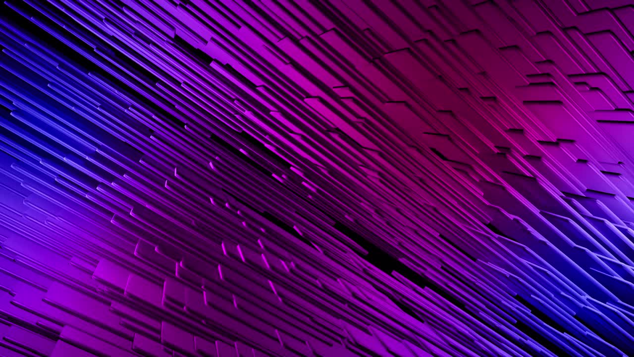 3D abstraktní jednoduché geometrické pozadí s červenými modrými bloky jako žárovky blikající neonová světla ve 4K. Plynulá smyčková animace. Kreativní jednoduché pozadí motion designu s 3D objekty. VJ smyčka.