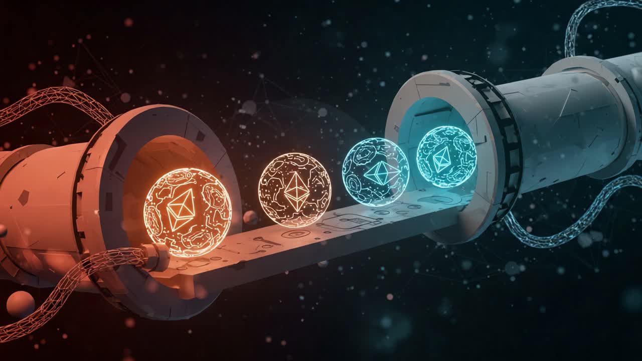 Exploring the Intricate Journey of Energy Spheres Through a High-Tech Pipeline in a Futuristic Digital Realm Full of Cosmic Elements