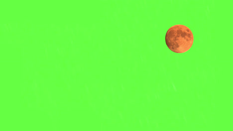 small illuminated full moon rising on green screen background