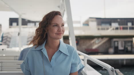 woman taking a photo on a ferry