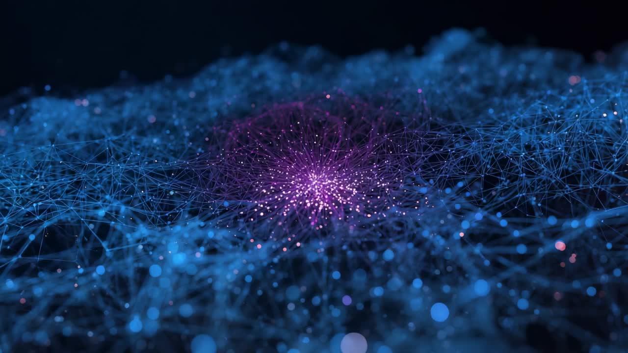 Energia che viene ricevuta, nucleo pulsante, che si sposta ed emette scintille nell'oscurità mentre la camera si avvicina