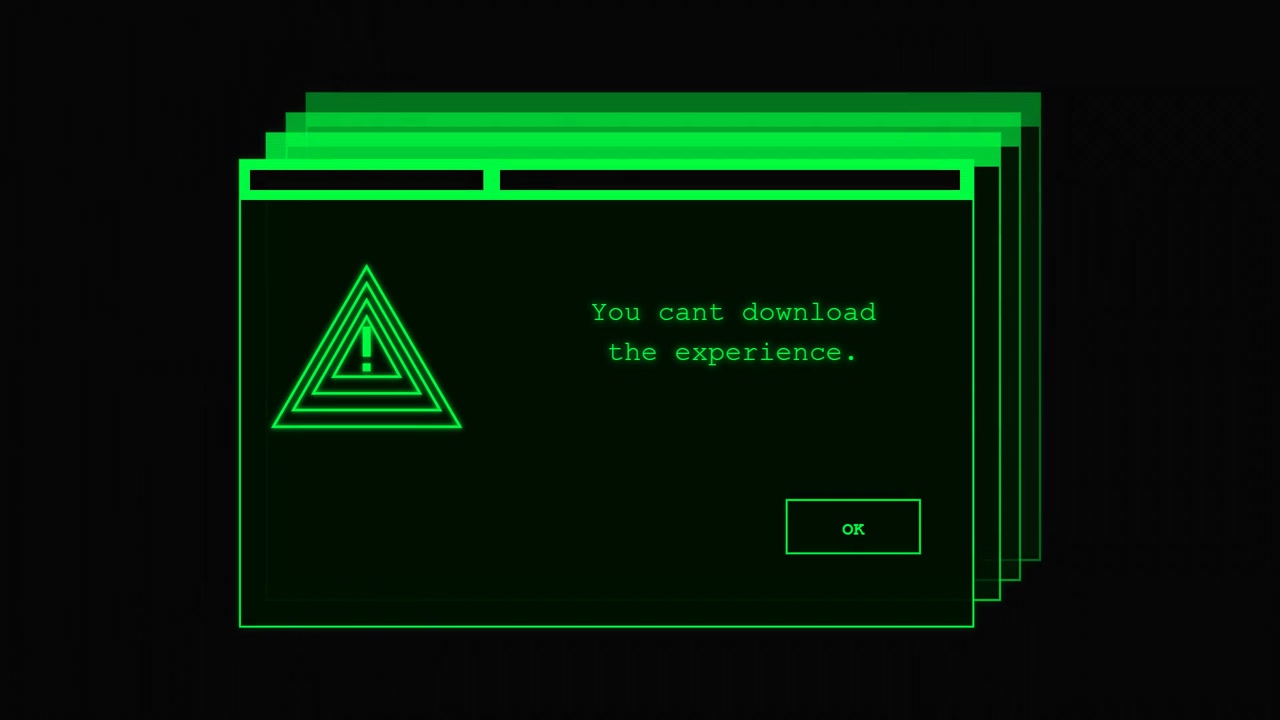 Retro Computer Error Message Window on Black Background