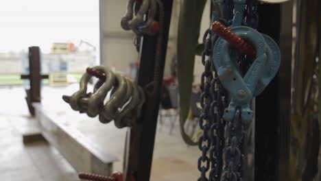 ironworkers close up chains and safety equipment