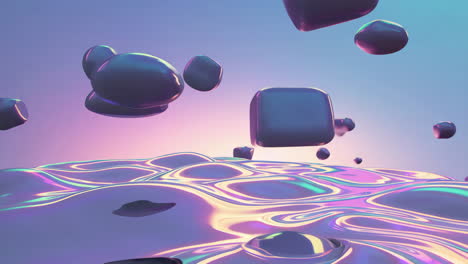 abstract holographic liquid waves with 3d shapes