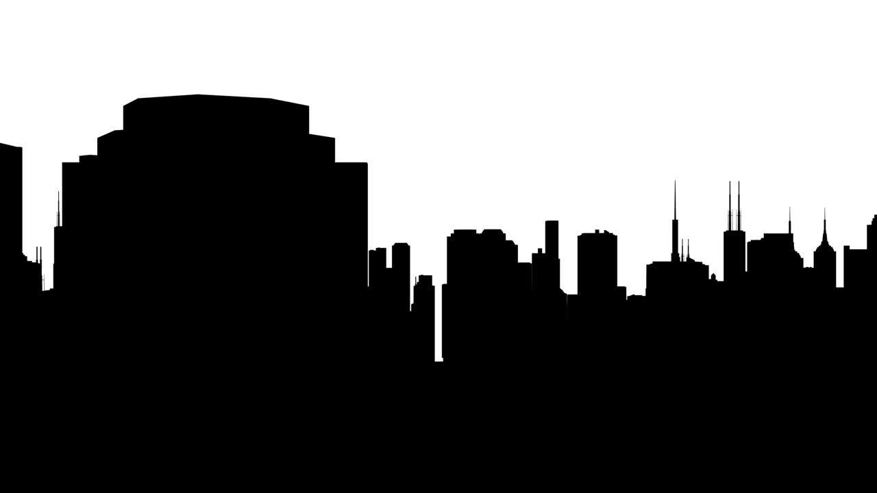 터 도시 애니메이션 루프의 스카이라인 뷰