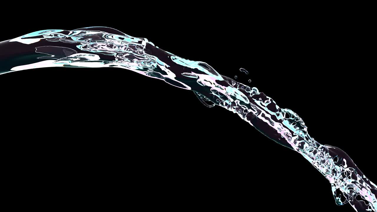 투명한 액체 소용돌이 3d 현실적인 영상. 검은 바탕에 고립 된 회전 스플래시. 물방울 회전 효과 애니메이션. 액체 소류 동적 비디오. 은 물 는 소용돌이는.