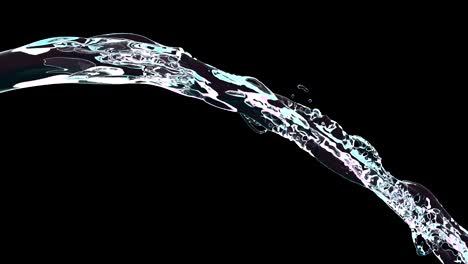 transparent liquid swirl 3d realistic footage. spinning splash isolated on black background. drops twisting effect animation. fluid vortex dynamic video. clear water pouring twirl