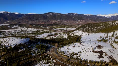 aerial wide shot of amazing landscape in summit county, colorado.