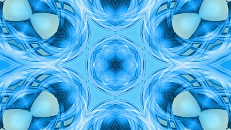 animación en bucle 3d, un fondo abstracto con cintas azules girando y formando estrellas o copos de nieve como con un efecto caleidoscópico. imágenes sin costuras de 4k con luma matte como canal alfa. 13