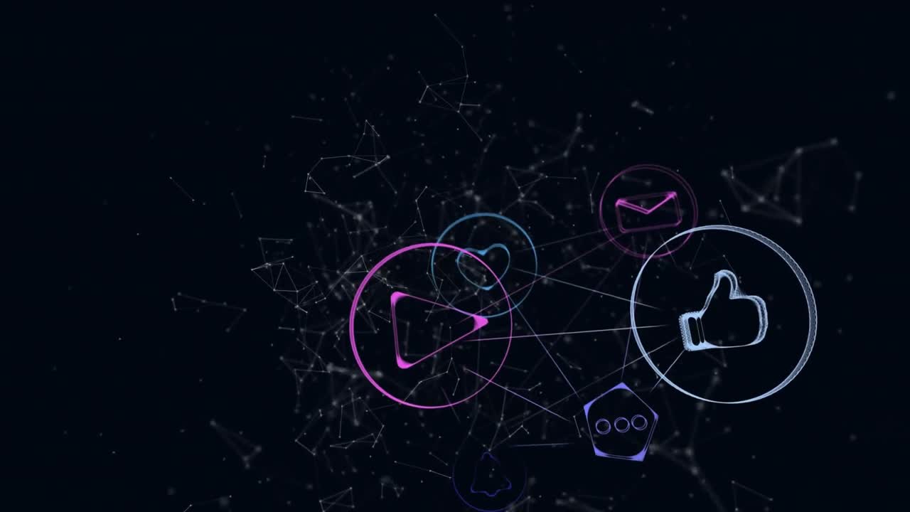 web de iconos de conexiones contra un fondo negro