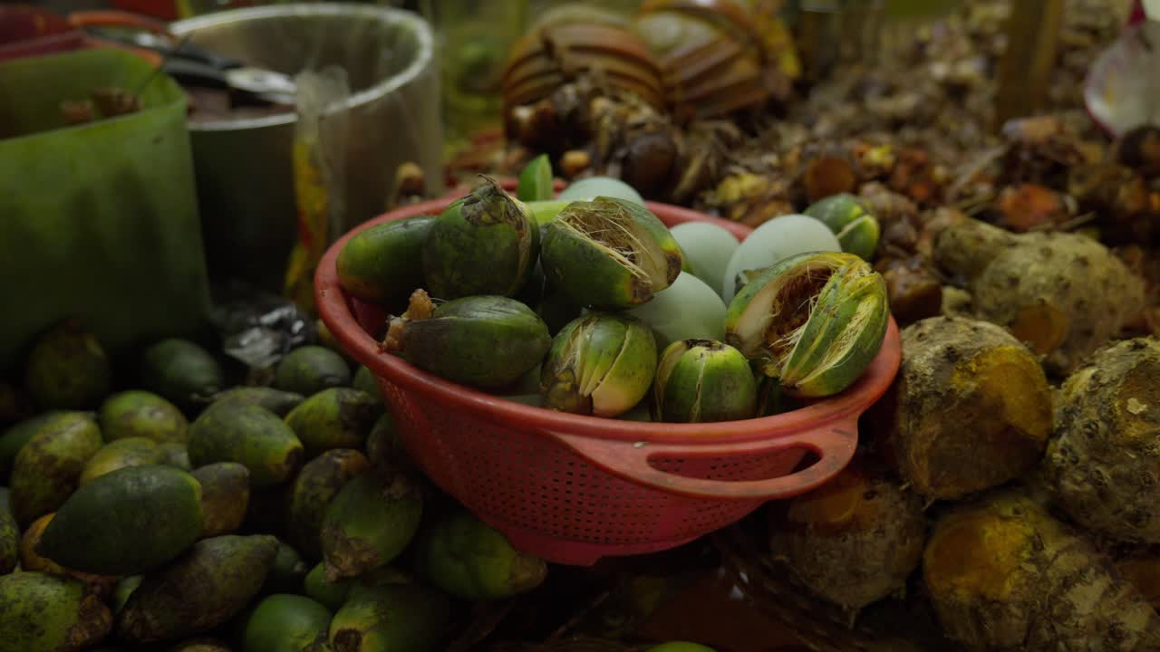 Fresh ingredients for the traditional preparation of Jamu in Indonesia