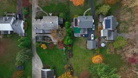 Top-Down-Luftaufnahme-Von-Villen-In-Amerikanischen-Vororten-Im-Herbst