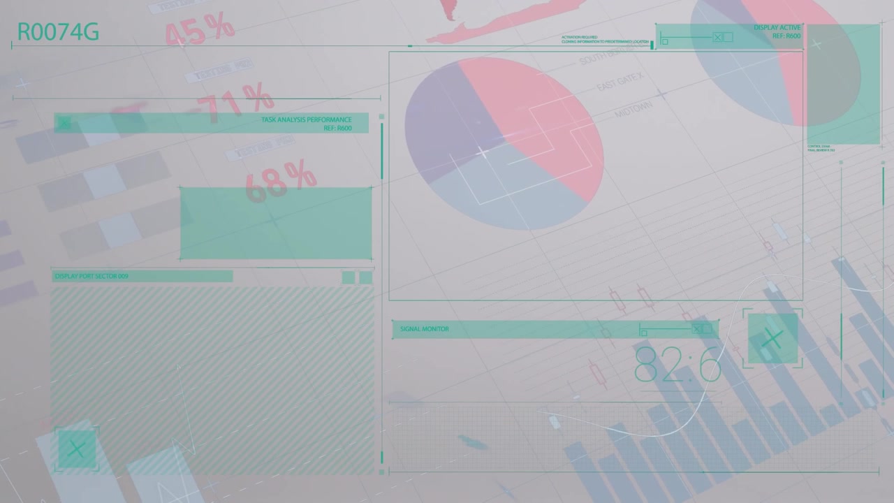 Animation of data processing over white background