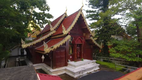 wooden worship house at thai buddhist temple