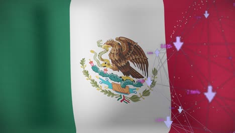 animation of data processing over flag of mexico