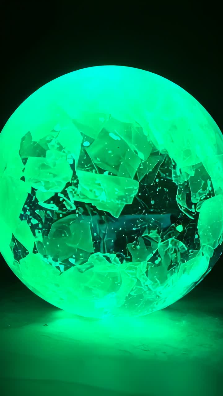 Vertical video: Starting orb emitting blue glow over reflective surface, shifting shapes, hues