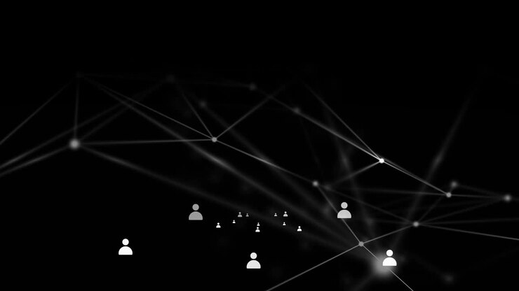 Network of connections on black background