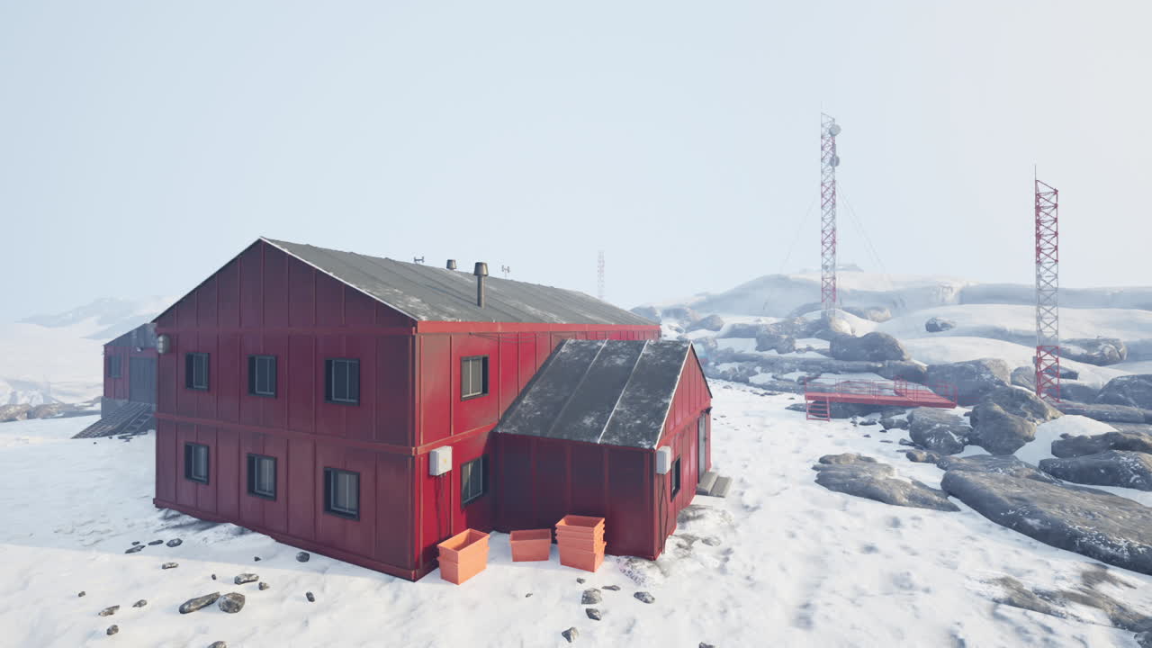 Old research station in antarctica where scientists study weather conditions