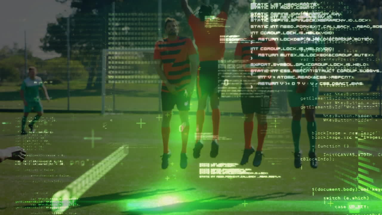 Animation von Datenverarbeitung über Fußballspielern