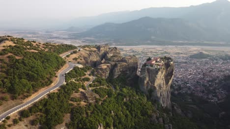 Cinematic-shot-of-Meteore-Monastery-in-Greece