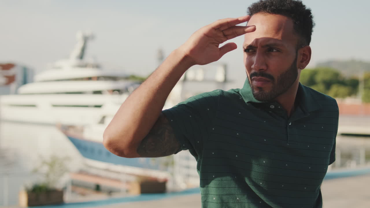 Man Saluting in Marina