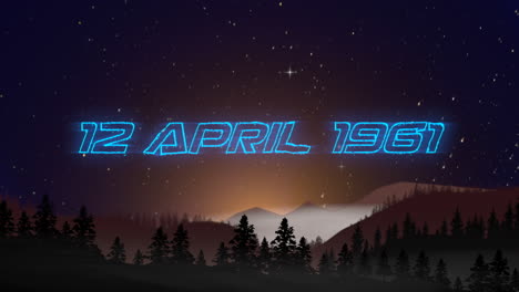 12-De-Abril-De-1961-Con-Montaña-Y-Bosque-En-La-Noche