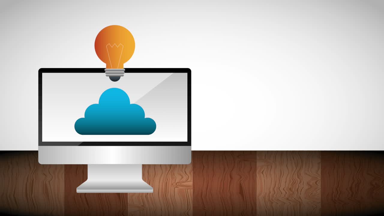 monitoreo de almacenamiento en nube de computadoras y bombilla de ideas