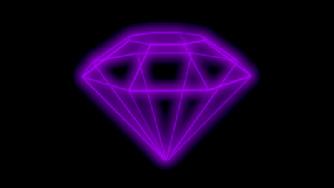 geometry diamond shape with neon glow, abstract rotation video, loop