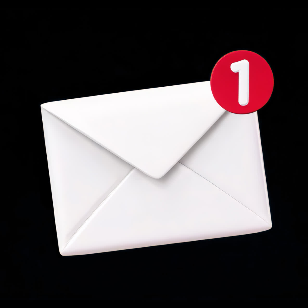 Email notification alert icon animation isolated asset, transparent 4K video, alpha channel, ProRes