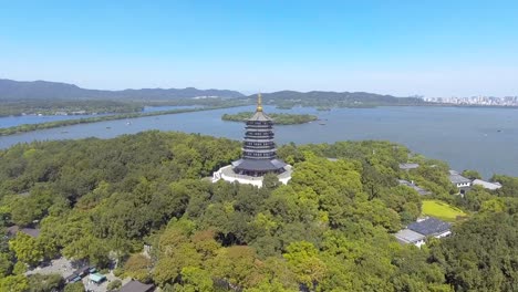 west lake hang zhou china,asia  aerial view natural scenery