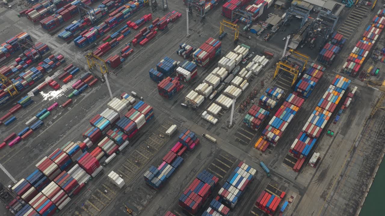Jakarta Tanjung Priok port with container terminal and freight vessels