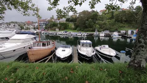 small boat harbor a fall day